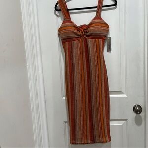 Derek Heart Orange and Brown Striped Maxi Dress